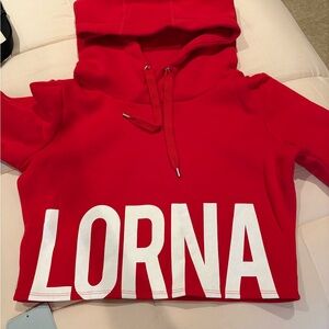 Lorna Jane Ginger Cropped Vintage Hoodie with White Accents